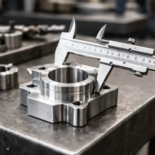 CNC machining process showing a metal part being cut with stable tool engagement and consistent machining behavior 