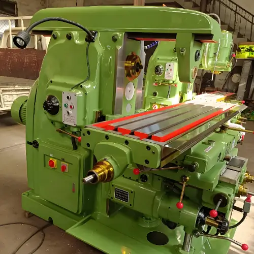 Horizontal CNC milling machine machining a metal workpiece, with the spindle oriented parallel to the worktable for improved chip evacuation and heavy cutting operations 