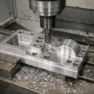 CNC machined part undergoing controlled machining after process planning and tolerance definition