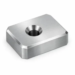 3D diagram of a CNC machined part showing external edge chamfer and hole chamfer