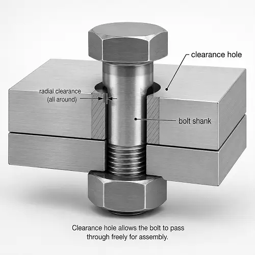Bolt passing through a clearance hole
