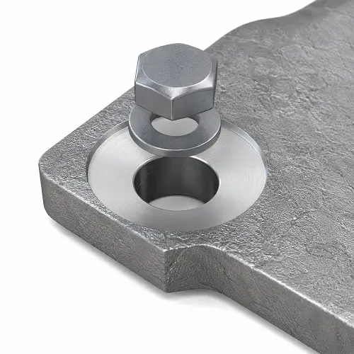 Bolt seated on a machined spotface
