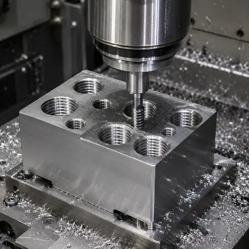 Thread milling on a CNC machined block