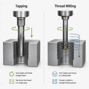 Thread milling and tapping comparison