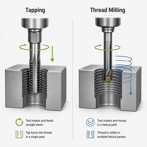 Thread milling and tapping comparison