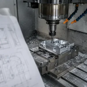 CNC milling machine machining a metal part for CNC machining cost estimation