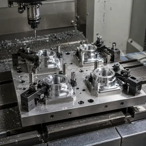 CNC workholding fixture holding machined parts