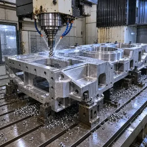 Large CNC machining process for an oversized metal part