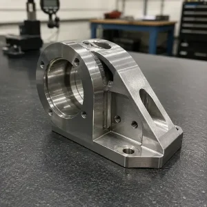 Stainless steel CNC machined part with threaded holes and milled surfaces