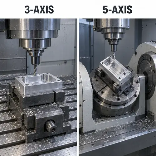 3-axis and 5-axis CNC machining setups for aluminum housings