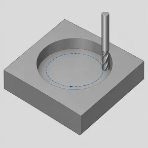 Circular milling diagram showing an end mill and circular toolpath