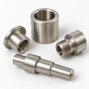 Electroless nickel plated CNC shaft, bushings, and threaded adapter
