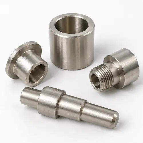 Electroless nickel plated CNC shaft, bushings, and threaded adapter