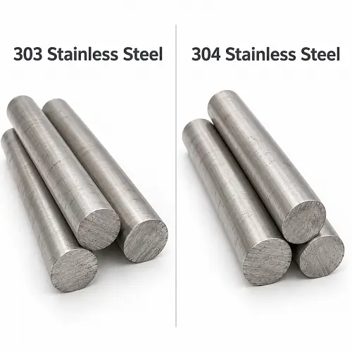 303 vs 304 stainless steel round bar stock before CNC machining